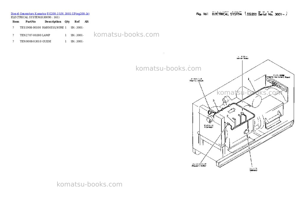 Komatsu eg200-3 s/n 3001-up Parts catalog cover Page 8 Komatsu eg200-3 s/n 3001-up Parts catalog cover Page 8