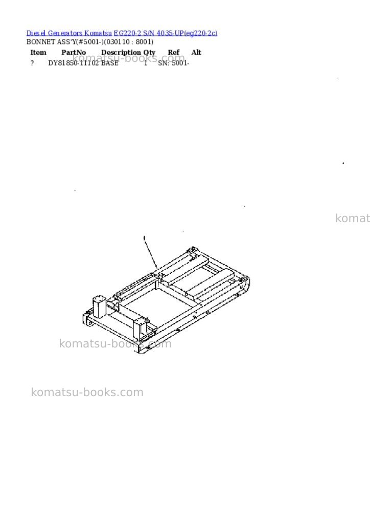 Komatsu eg220-2 s/n 4035-up Parts catalog cover Page 10 Komatsu eg220-2 s/n 4035-up Parts catalog cover Page 10