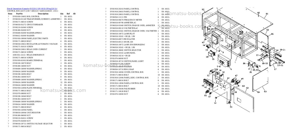 Komatsu eg220-2 s/n 4035-up Parts catalog cover Page 2 Komatsu eg220-2 s/n 4035-up Parts catalog cover Page 2