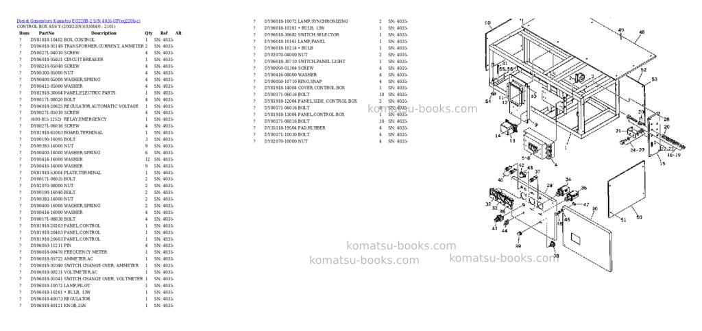 Komatsu EG220B-2 S/N 4035-UP Parts catalog cover Page 3 Komatsu EG220B-2 S/N 4035-UP Parts catalog cover Page 3