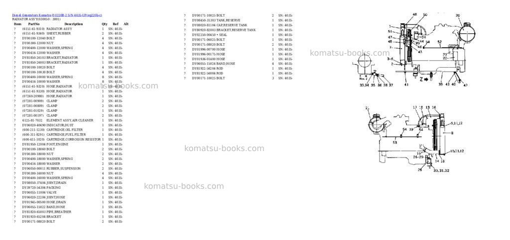 Komatsu EG220B-2 S/N 4035-UP Parts catalog cover Page 4 Komatsu EG220B-2 S/N 4035-UP Parts catalog cover Page 4