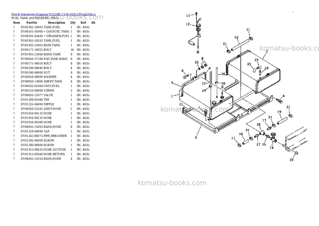 Komatsu EG220B-2 S/N 4035-UP Parts catalog cover Page 9 Komatsu EG220B-2 S/N 4035-UP Parts catalog cover Page 9