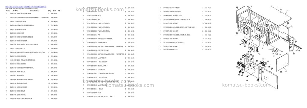 Komatsu eg220b-2 s/n 4035-up Parts catalog cover