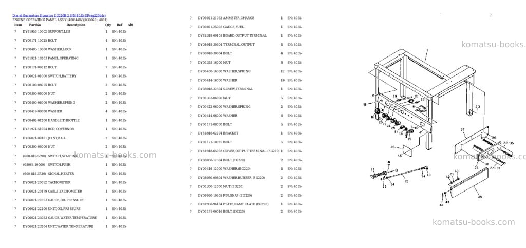 Komatsu eg220b-2 s/n 4035-up Parts catalog cover Page 5
