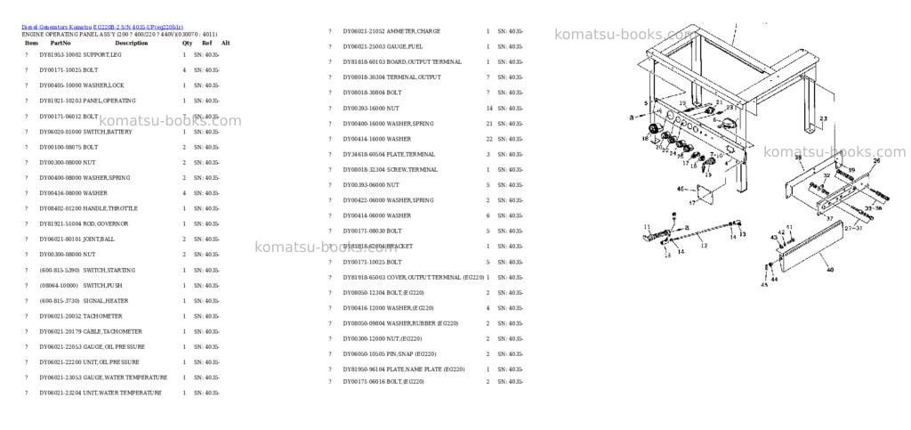 Komatsu eg220b-2 s/n 4035-up Parts catalog cover Page 6