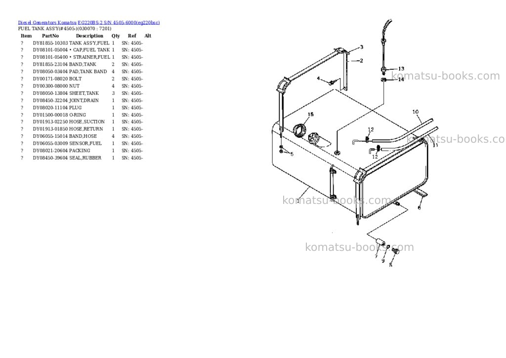 Komatsu eg220bs-2 s/n 4505-6000 Parts catalog cover Page 6 Komatsu eg220bs-2 s/n 4505-6000 Parts catalog cover Page 6