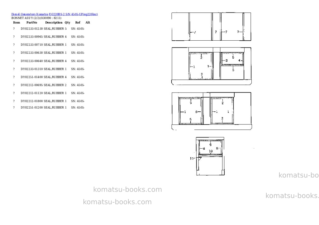 Komatsu eg220bs-2 s/n 4505-up Parts catalog cover Page 5 Komatsu eg220bs-2 s/n 4505-up Parts catalog cover Page 5