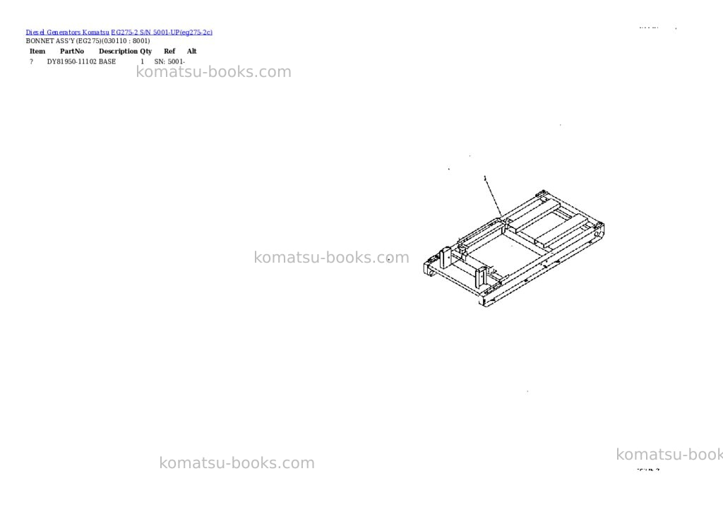 Komatsu EG275-2 S/N 5001-UP Parts catalog cover Page 11