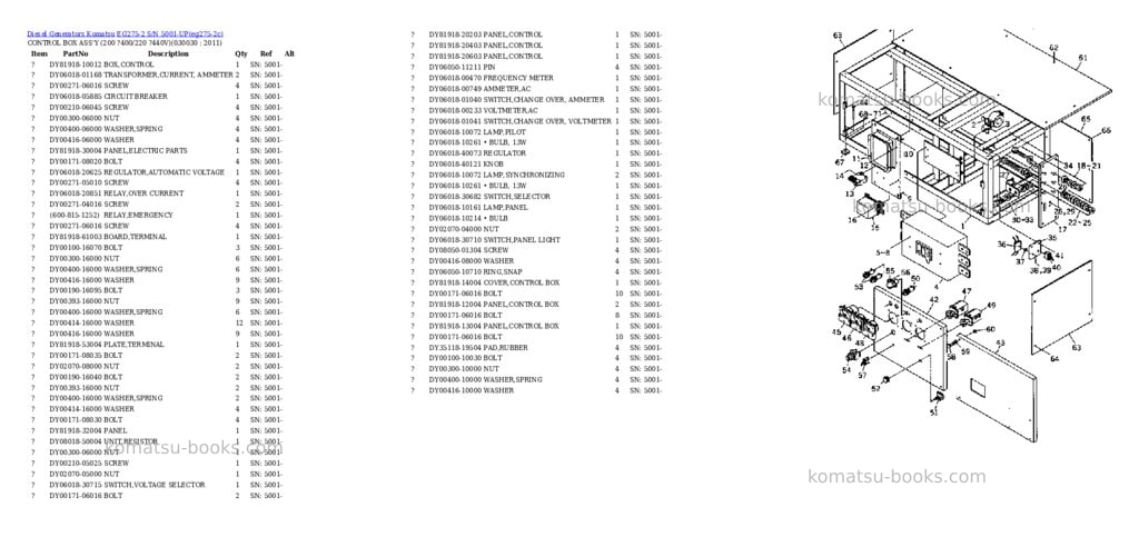 Komatsu EG275-2 S/N 5001-UP Parts catalog cover Page 3
