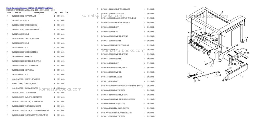Komatsu eg275-2 s/n 5001-up Parts catalog cover Page 5 Komatsu eg275-2 s/n 5001-up Parts catalog cover Page 5