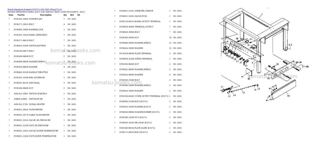 Komatsu eg275-2 s/n 5001-up Parts catalog cover Page 6 Komatsu eg275-2 s/n 5001-up Parts catalog cover Page 6