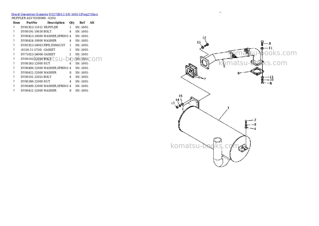 Komatsu EG275BS-2 S/N 5001-UP Parts catalog cover Page 5