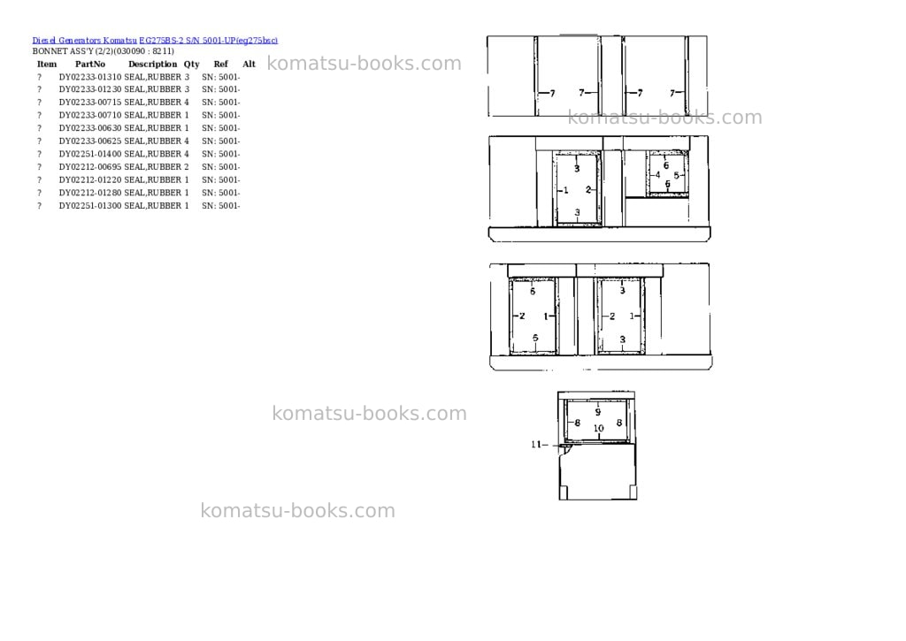 Komatsu EG275BS-2 S/N 5001-UP Parts catalog cover Page 8