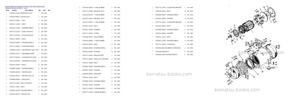 Komatsu eg275bs-2 s/n 5001-up Parts catalog cover