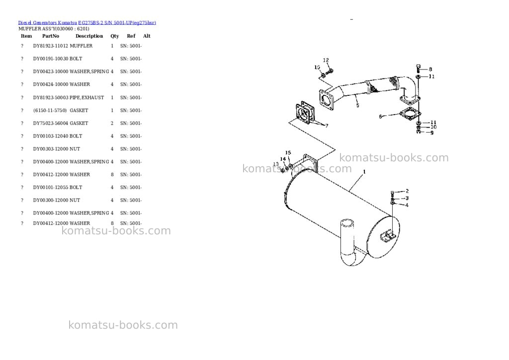 Komatsu eg275bs-2 s/n 5001-up Parts catalog cover Page 6