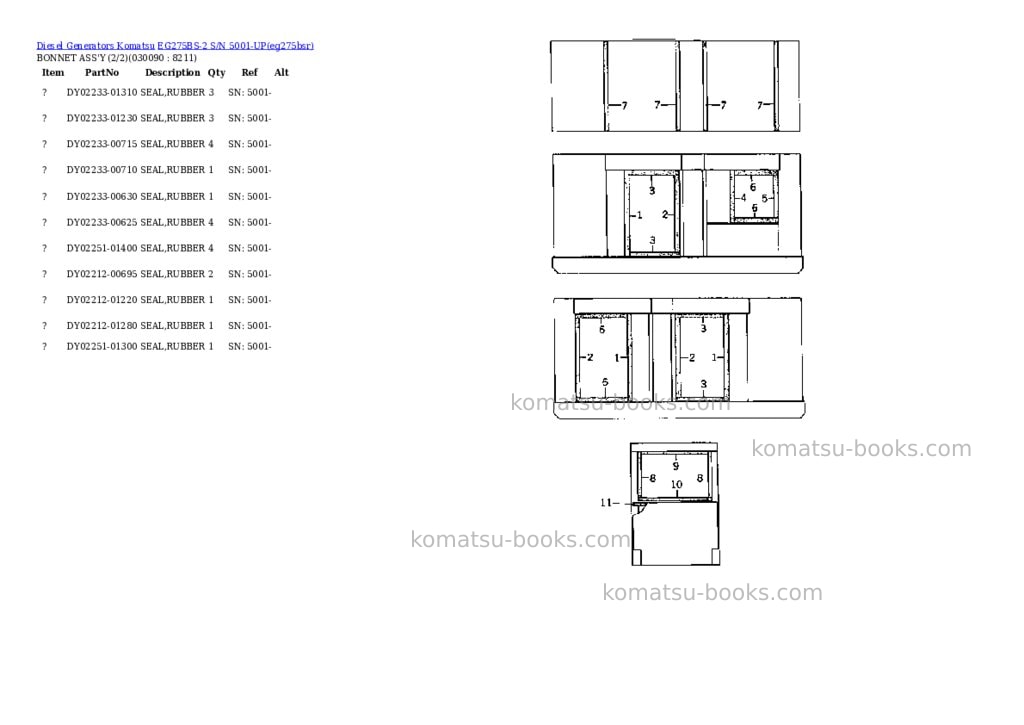Komatsu eg275bs-2 s/n 5001-up Parts catalog cover Page 9
