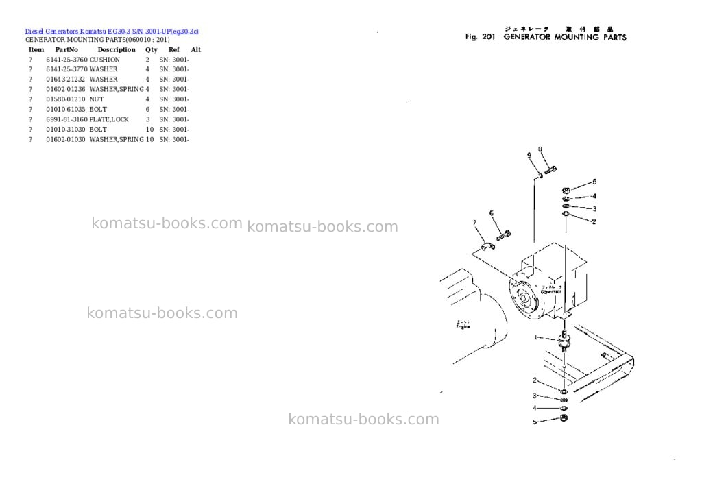 Komatsu eg30-3 s/n 3001-up Parts catalog cover Page 6