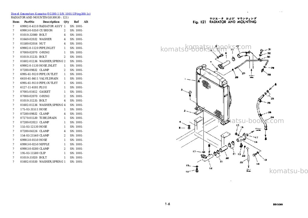 Komatsu EG300-1 S/N 1001-UP Parts catalog cover Page 2