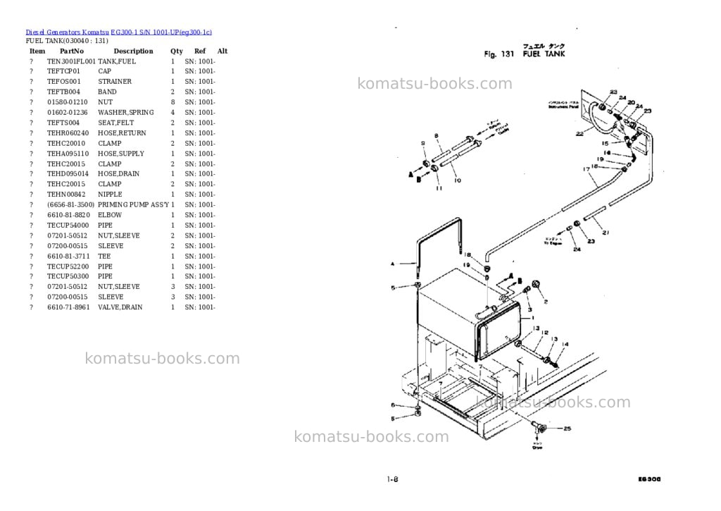 Komatsu EG300-1 S/N 1001-UP Parts catalog cover Page 3