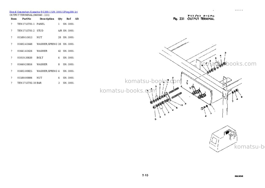 Komatsu eg300-1 s/n 1001-up Parts catalog cover Page 11