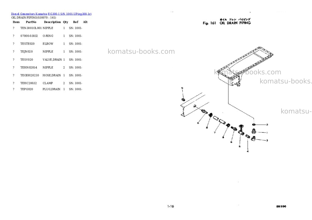 Komatsu eg300-1 s/n 1001-up Parts catalog cover Page 7