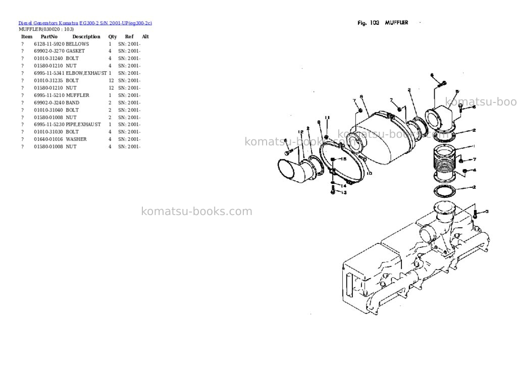 Komatsu EG300-2 S/N 2001-UP Parts catalog cover