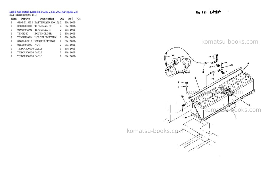 Komatsu EG300-2 S/N 2001-UP Parts catalog cover Page 6