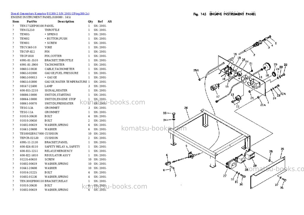 Komatsu EG300-2 S/N 2001-UP Parts catalog cover Page 7