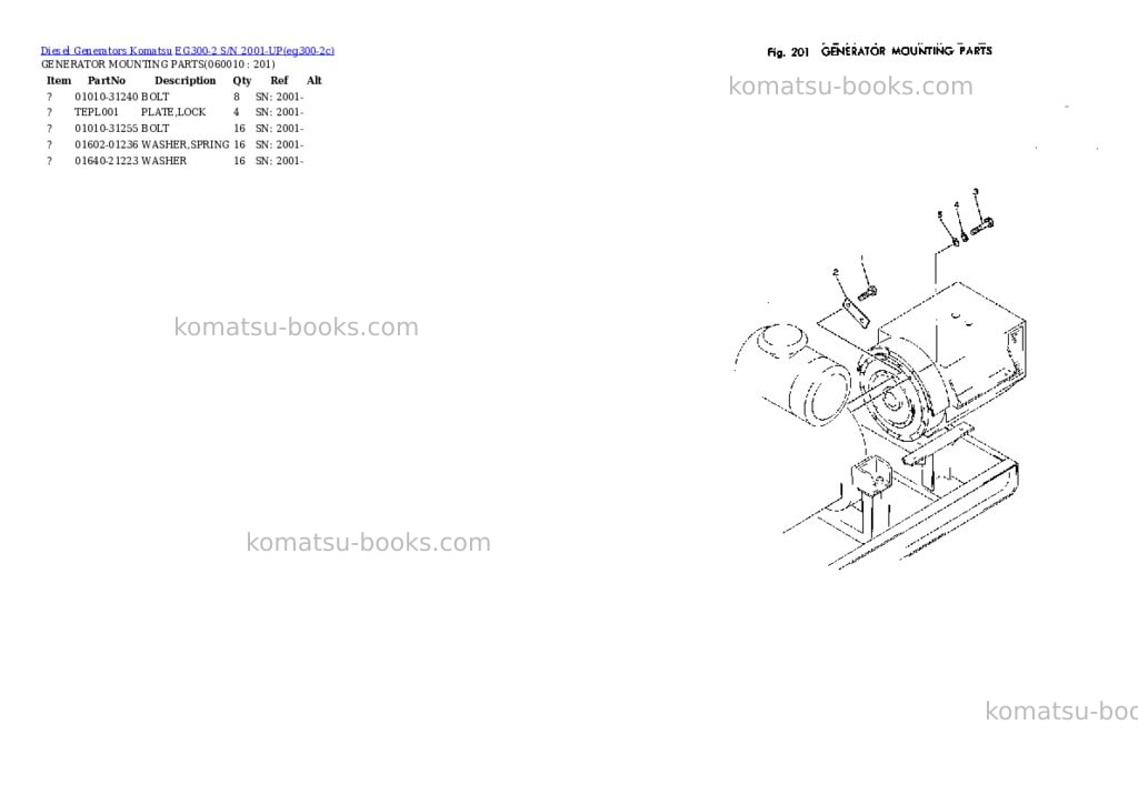 Komatsu EG300-2 S/N 2001-UP Parts catalog cover Page 9