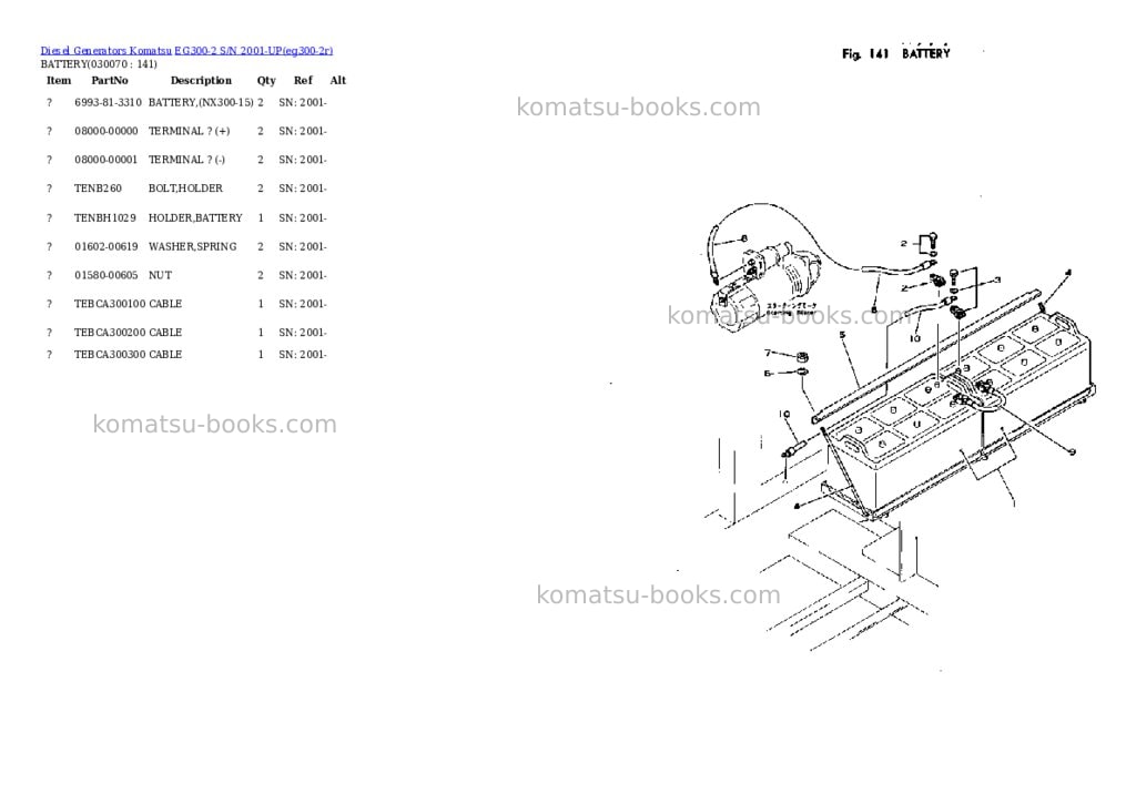 Komatsu eg300-2 s/n 2001-up Parts catalog cover Page 6 Komatsu eg300-2 s/n 2001-up Parts catalog cover Page 6