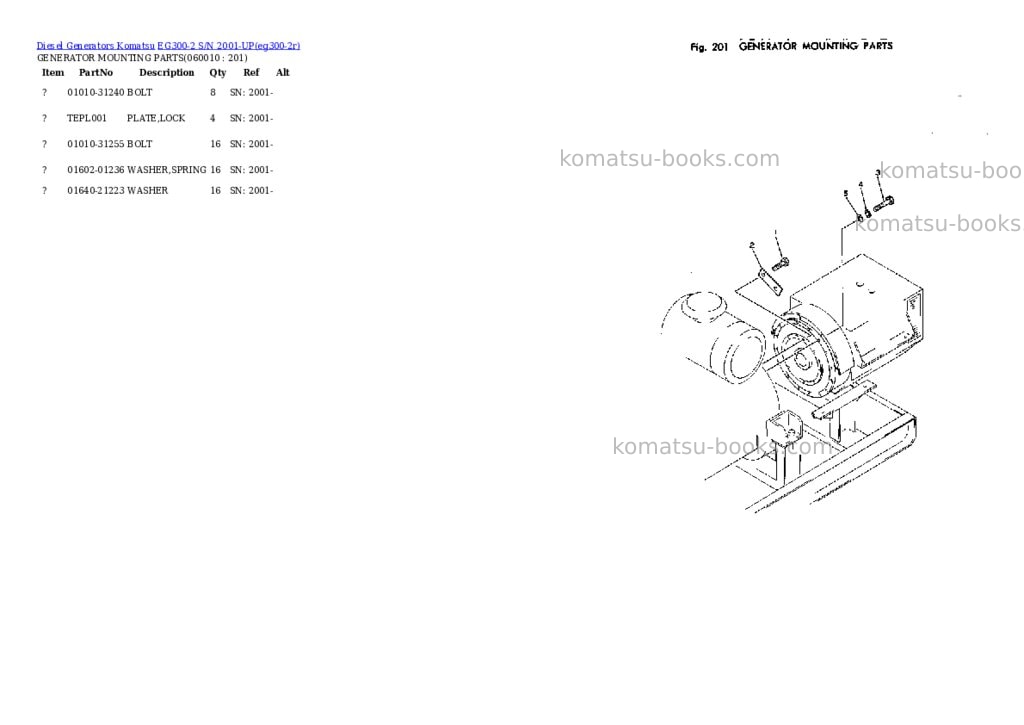 Komatsu eg300-2 s/n 2001-up Parts catalog cover Page 9 Komatsu eg300-2 s/n 2001-up Parts catalog cover Page 9