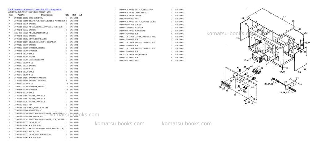 Komatsu EG300-5 S/N 5001-UP Parts catalog cover