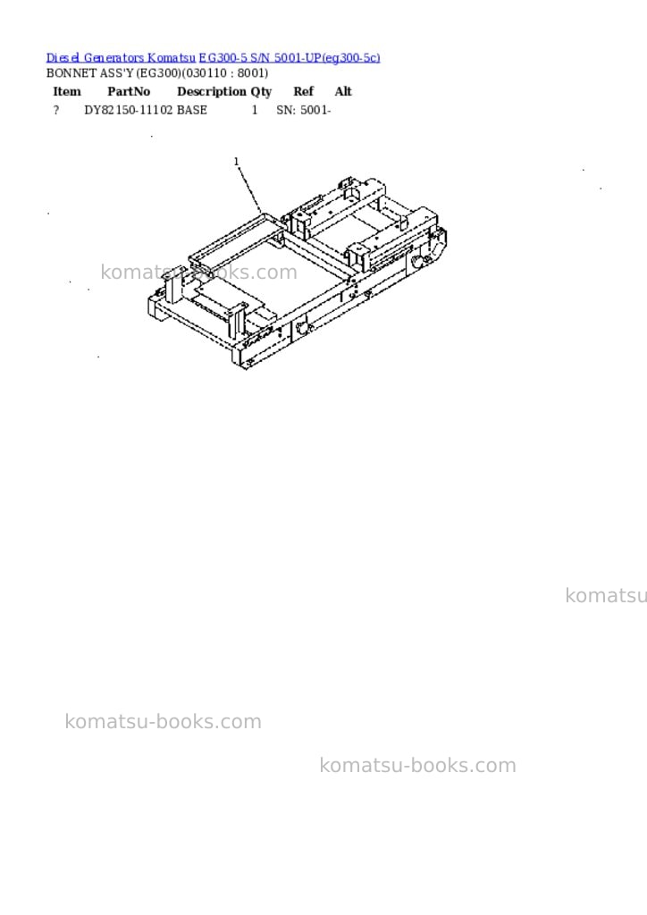 Komatsu EG300-5 S/N 5001-UP Parts catalog cover Page 10