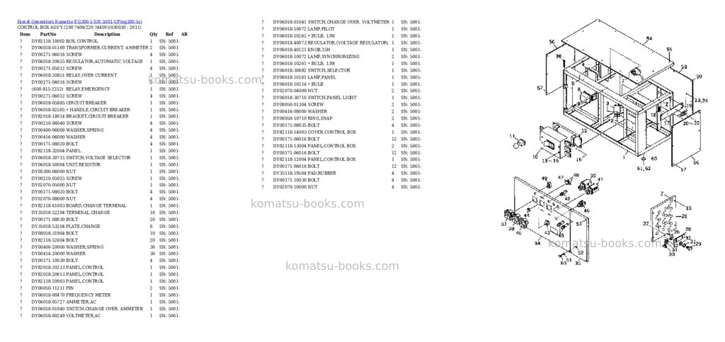 Komatsu EG300-5 S/N 5001-UP Parts catalog cover Page 2