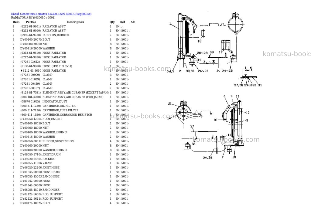 Komatsu EG300-5 S/N 5001-UP Parts catalog cover Page 4