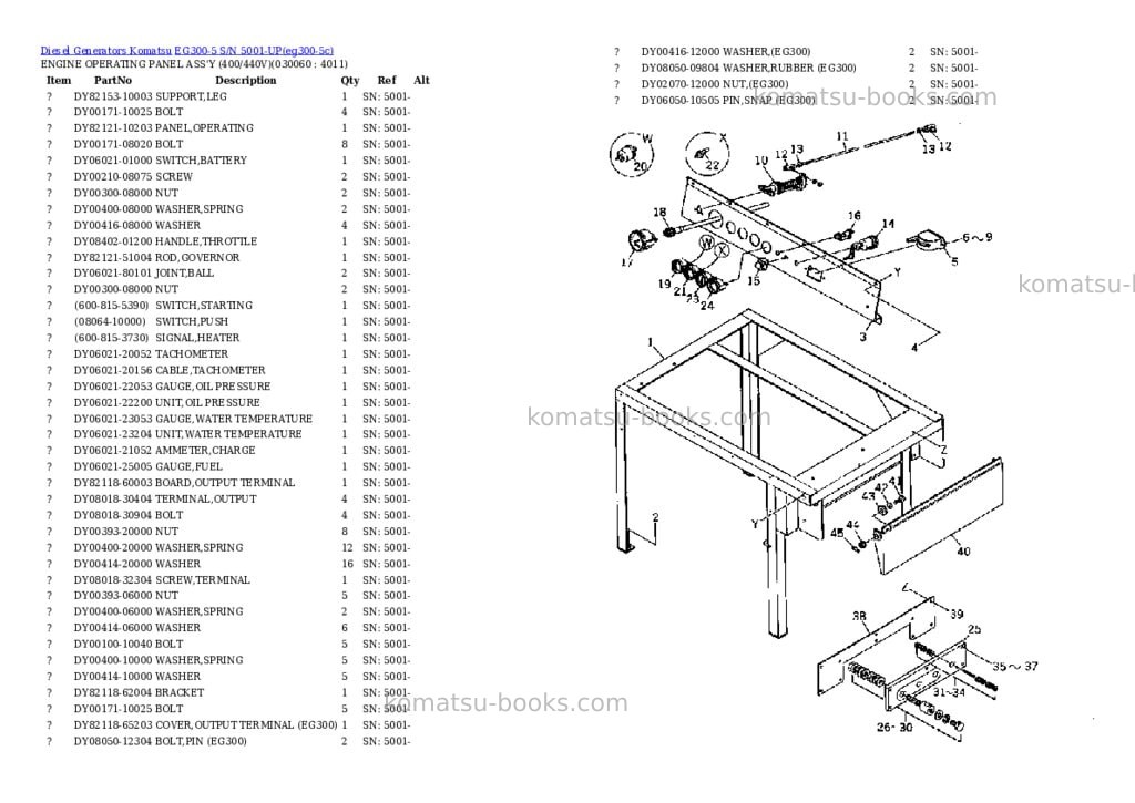 Komatsu EG300-5 S/N 5001-UP Parts catalog cover Page 5