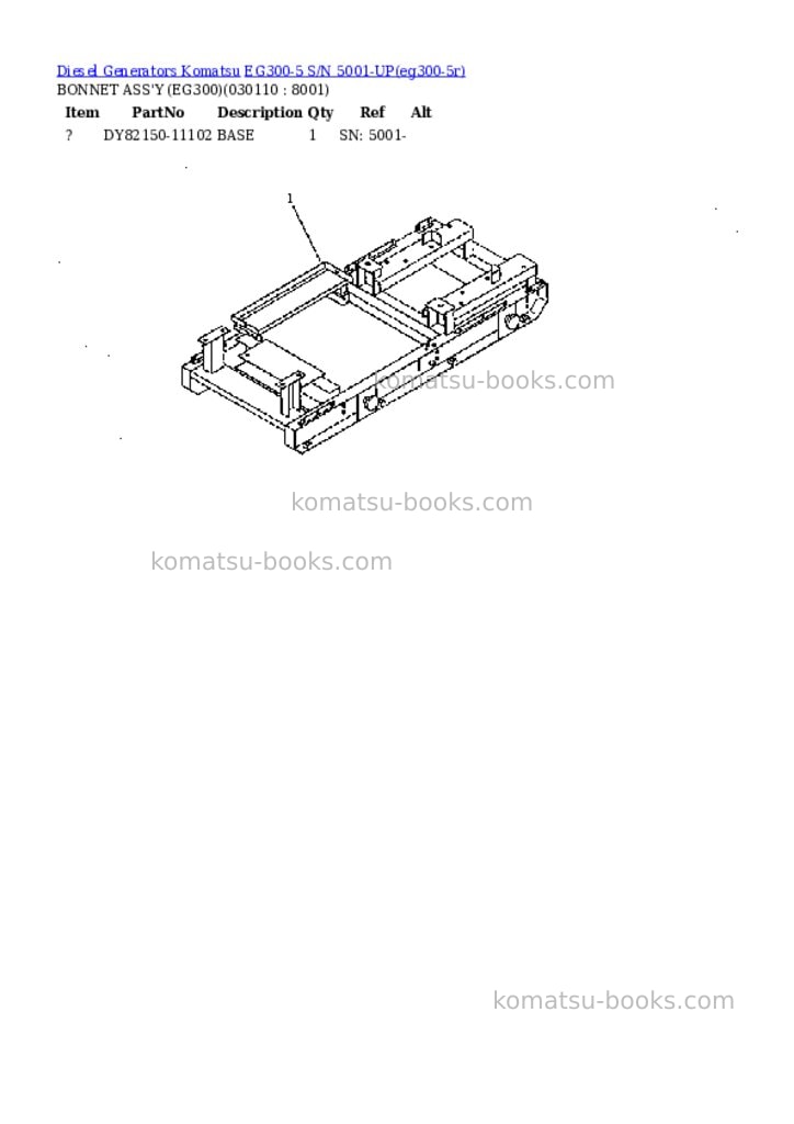 Komatsu eg300-5 s/n 5001-up Parts catalog cover Page 10