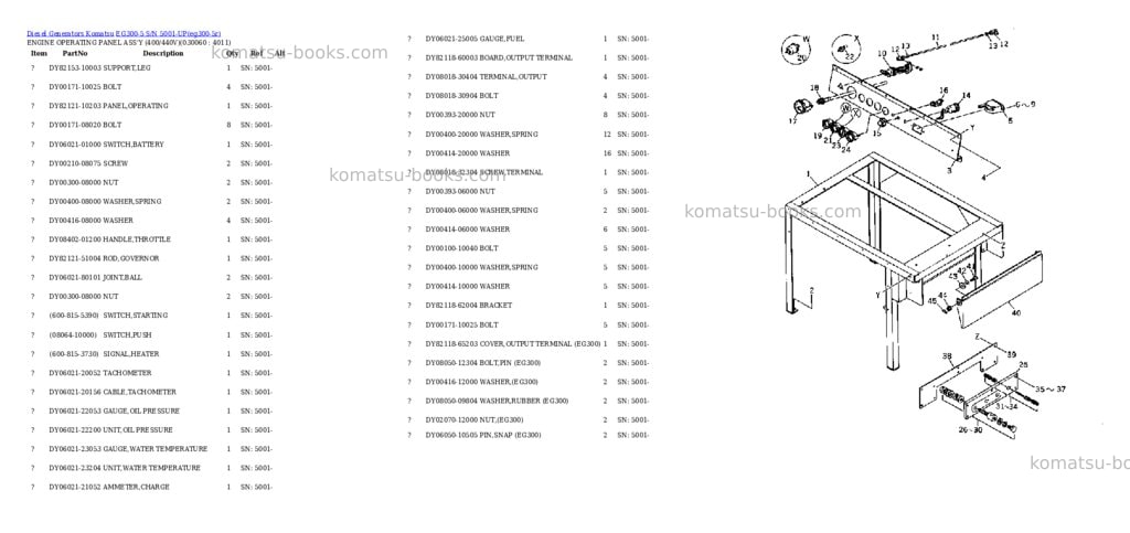 Komatsu eg300-5 s/n 5001-up Parts catalog cover Page 5