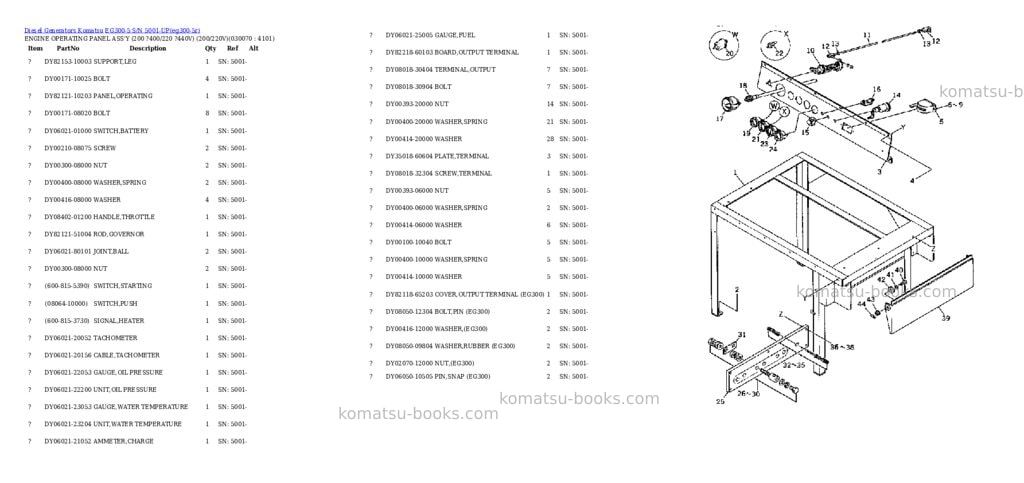 Komatsu eg300-5 s/n 5001-up Parts catalog cover Page 6