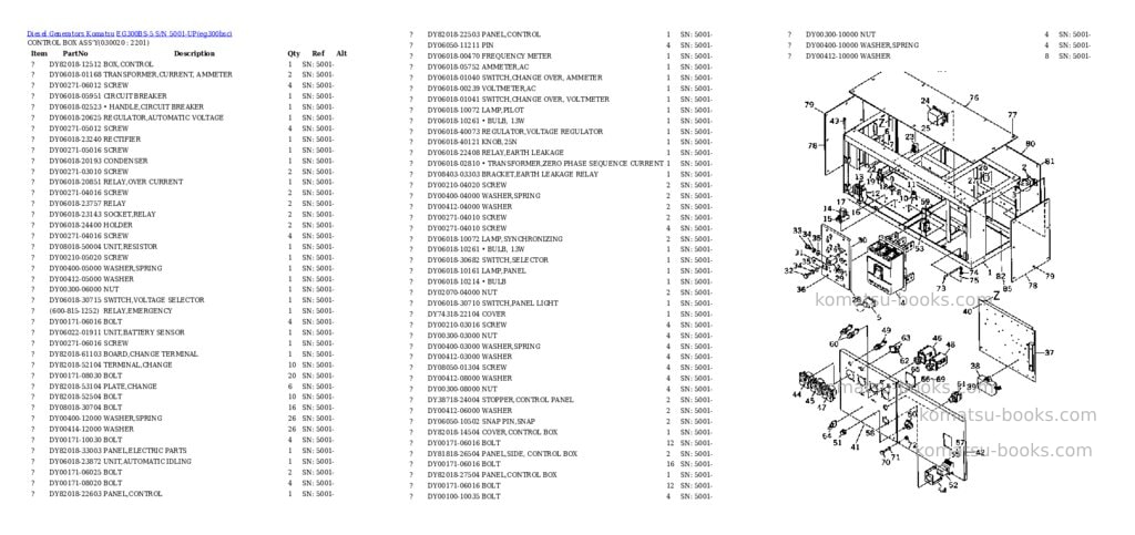 Komatsu eg300bs-5 s/n 5001-up Parts catalog cover