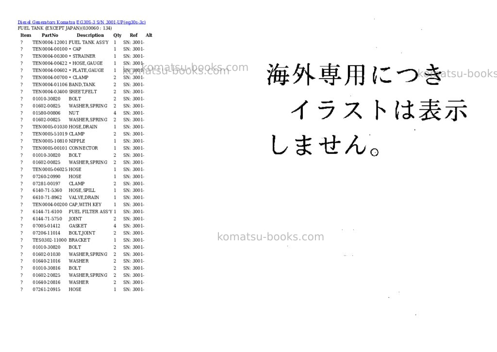 Komatsu eg30s-3 s/n 3001-up Parts catalog cover Page 6 Komatsu eg30s-3 s/n 3001-up Parts catalog cover Page 6
