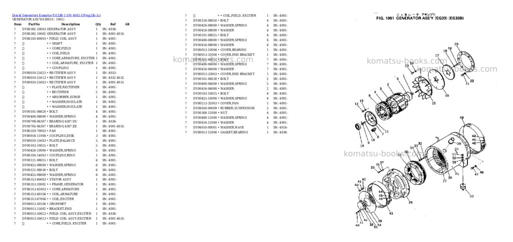 Komatsu eg33b-1 s/n 4001-up Parts catalog cover