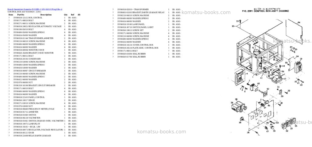 Komatsu EG33BS-1 S/N 4501-UP Parts catalog cover Page 2