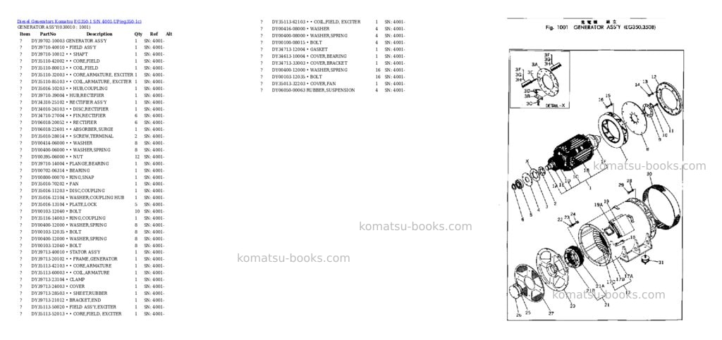 Komatsu eg350-1 s/n 4001-up Parts catalog cover Komatsu eg350-1 s/n 4001-up Parts catalog cover