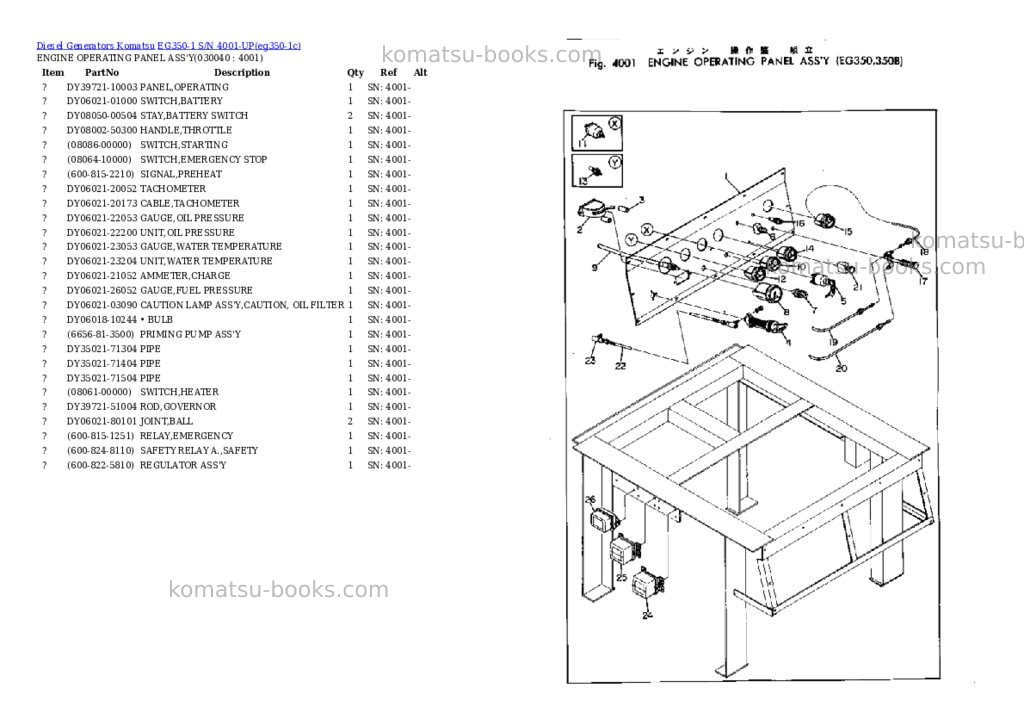 Komatsu eg350-1 s/n 4001-up Parts catalog cover Page 4 Komatsu eg350-1 s/n 4001-up Parts catalog cover Page 4