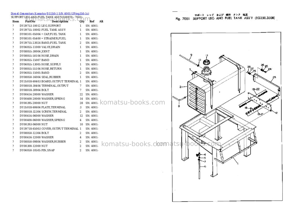 Komatsu eg350-1 s/n 4001-up Parts catalog cover Page 7 Komatsu eg350-1 s/n 4001-up Parts catalog cover Page 7