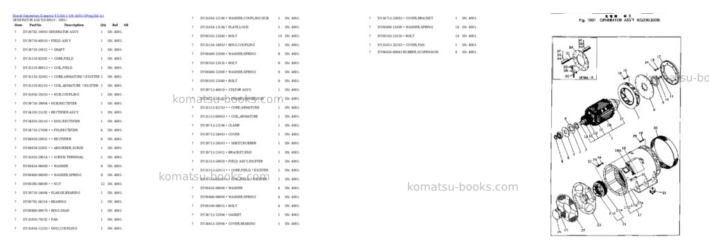 Komatsu EG350-1 S/N 4001-UP Parts catalog cover