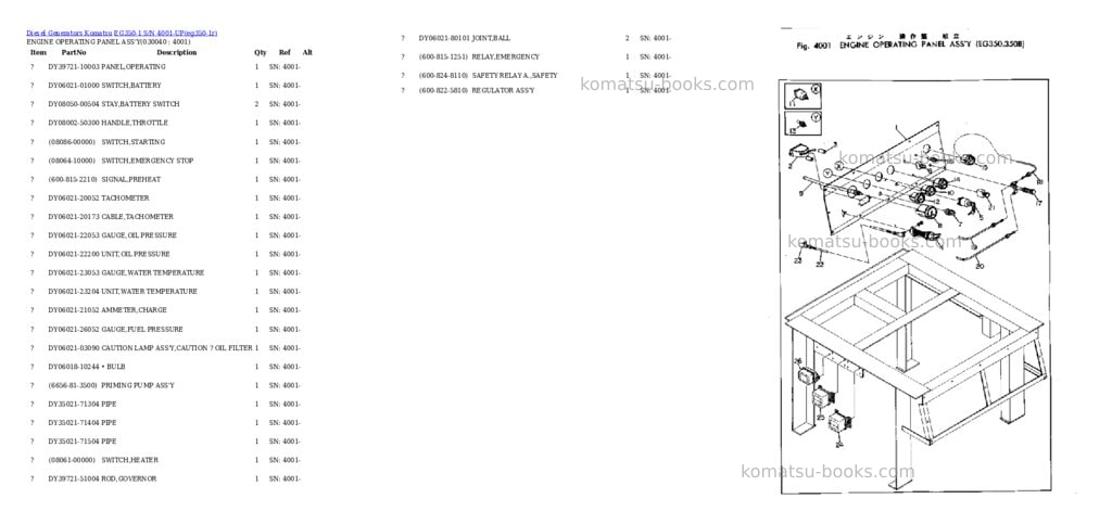 Komatsu EG350-1 S/N 4001-UP Parts catalog cover Page 4