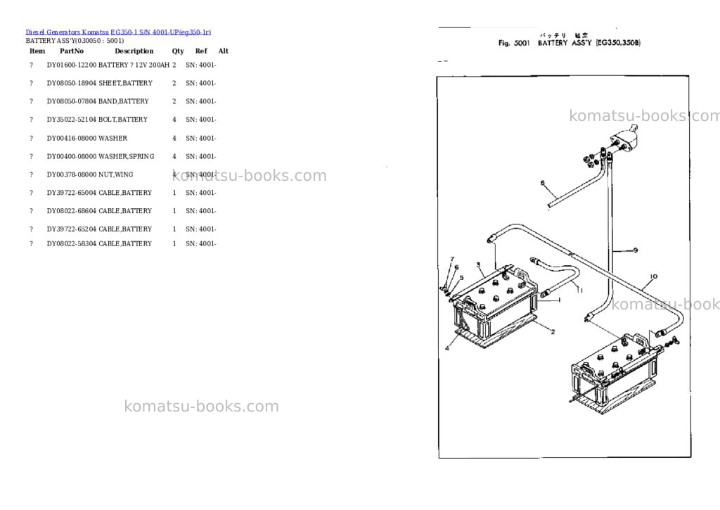 Komatsu EG350-1 S/N 4001-UP Parts catalog cover Page 5