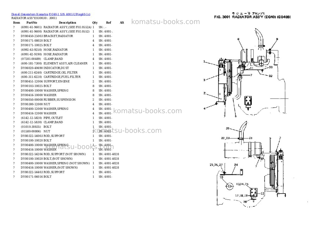 Komatsu eg40-1 s/n 4001-up Parts catalog cover Page 2